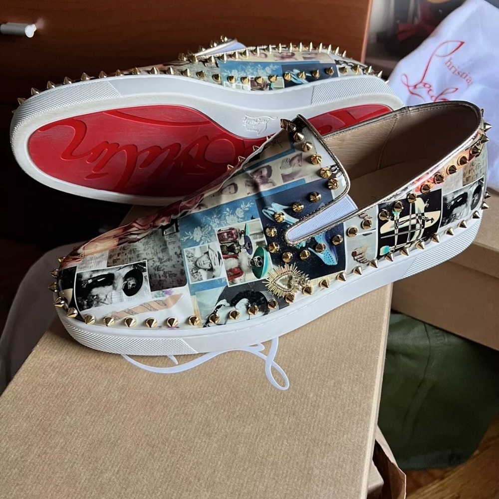 Christian Louboutin Multicolor Spiked Loafers size 45.1/2 US12.5